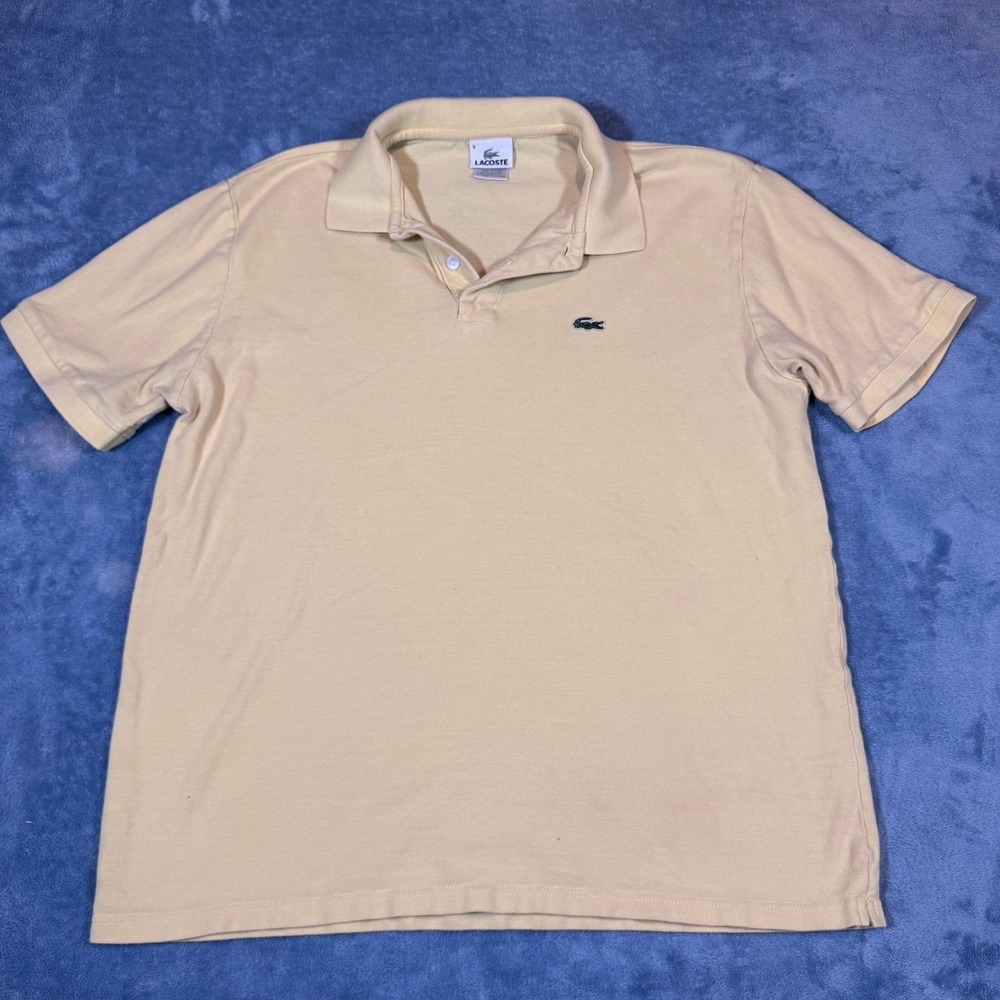 Lacoste Classic Pique Polo Shirt Size 8 Yellow Short Sleeve Crocodile Logo